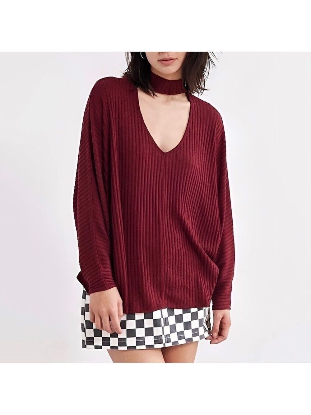 Urban Outfitters Sky Open Mock-Neck Sweater